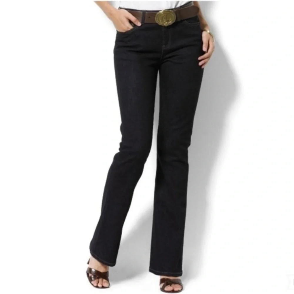 LAUREN Ralph Lauren Classic Bootcut Jeans in Black Rigid Denim High Rise Size 10